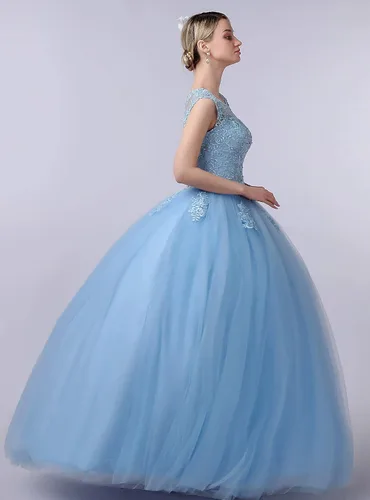 Vista 9 de CharmingBridal Vestidos de quinceañera de encaje con cuello barco, vestido de baile de princesa 2023