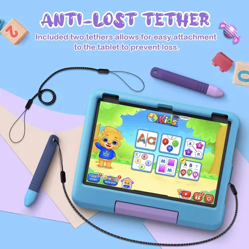 Vista 5 de Mixoo - Bolígrafos para pantallas táctiles con correas para niños, paquete de 2 lápices capacitivos antideslizantes para niños, compatible con iPad