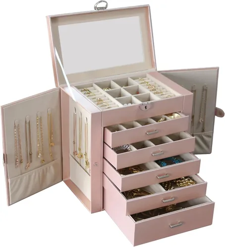 Vista 15 de BOOVO Joyero grande para mujer, organizador de joyas grande