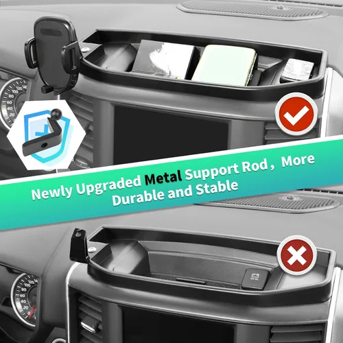 Vista 2 de Soporte de teléfono para tablero de montaje múltiple con barra de metal para Dodge RAM 2018-2023 (para pantalla de 8.4 pulgadas), bandeja