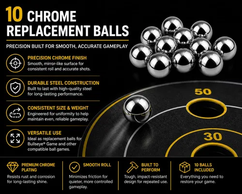 Vista 2 de 10 bolas de acero de repuesto para juego Bullseye - BC Precision