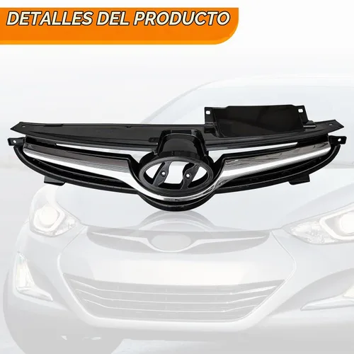 Vista 2 de Cubierta de parachoques delantero de repuesto para rejilla superior, entrada de aire delantera con moldura cromada para Hyundai Elantra 2014-2016