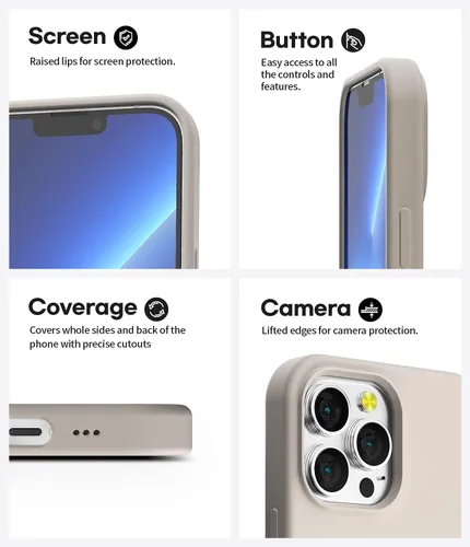 Vista 5 de GOOSPERY Funda de silicona líquida compatible con iPhone 13 Pro Max, suave al tacto, protección de cuerpo completo, a prueba de golpes, con forro