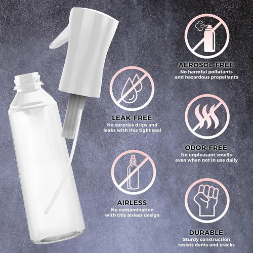 Vista 2 de Pulverizador continuo de agua para el cabello, ultra fino, botella de spray, atomizador sin propelente para peinado, limpieza, jardinería