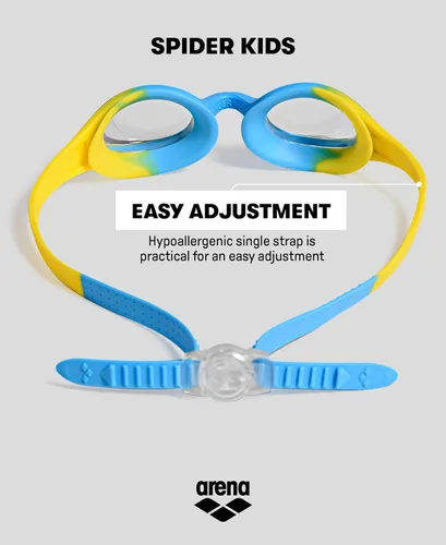 Vista 8 de ARENA Gafas de natación unisex Spider para niños y niñas de 2 a 5 años, lente antivaho sin espejo, correa fácil de usar, gafas sin fugas