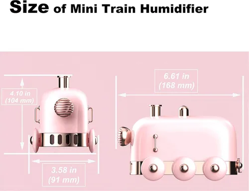 Vista 4 de Mini humidificador portátil, 10.1 fl oz, lindo tren pequeño, difusor de niebla fría para escritorio/oficina/dormitorio, ultra silencioso, función