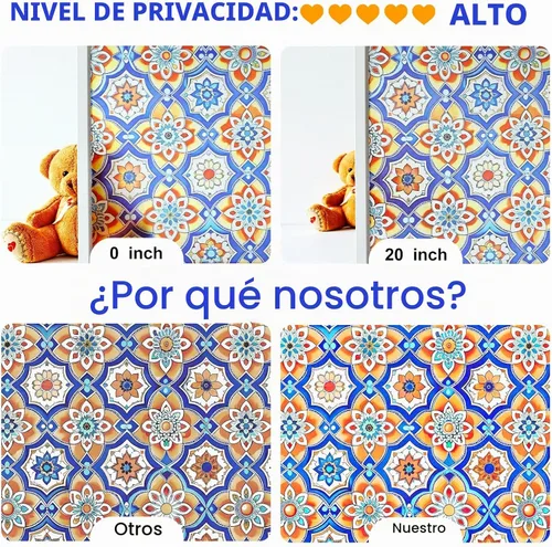 Vista 7 de SOMWISE - Película de privacidad esmerilada para ventana, bloqueo de calor solar, anti rayos UV Day & Night Opaque, Static Cling&Removable, Renter