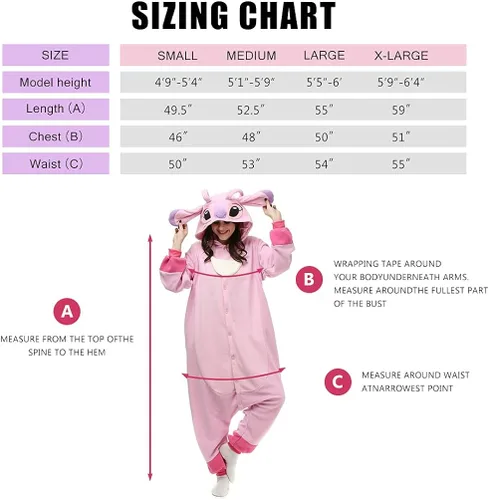 Vista 6 de ZEALOVE Adult Stich Onesie Animal Pajamas Christmas Cosplay Costumes Party Wear