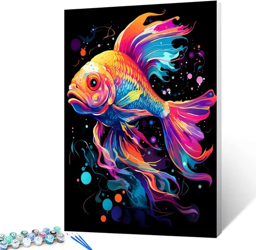 Vista 19 de Tucocoo Kit de pintura por números de lobo colorido, lienzo de 16 x 20 pulgadas, pintura al óleo digital para adultos con pinceles y pigmento Obras