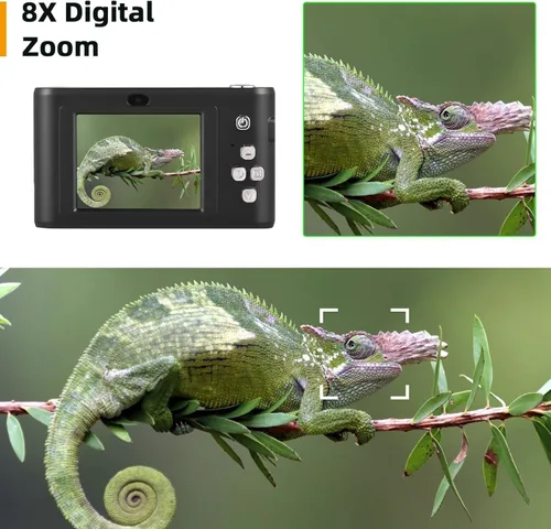 Vista 5 de Acuvar Cámara digital, cámara FHD 1080P para niños, cámara de 50 MP para apuntar y disparar con zoom de 16X antivibración, cámara pequeña portátil
