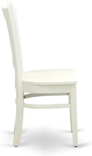 Vista 8 de East West Furniture AMVA5-LWH-W - Juego de mesa y sillas de cocina de 5 piezas, incluye una mesa de comedor redonda con pedestal y 4 sillas