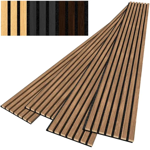 Vista 3 de 4 paneles acústicos de listones de madera para una decoración elegante y reducción de ruido