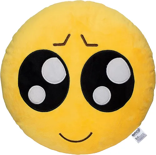 Vista 31 de Emoji Cara de Alienígena Cojín de Emoticón Relleno de Felpa Suave Almohada, Certificado Oficial, EvZ 31cm Gris