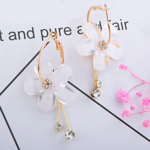 Vista 7 de 1 par de aretes colgantes con forma de gota y colgante, aretes colgantes florales con diamantes de imitación para mujeres, adolescentes, niñas