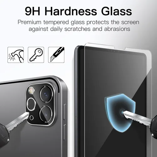 Vista 4 de JETech Protector de pantalla para iPad Pro de 11 pulgadas, 2022/2021/2020 (4ª/3ª/2ª generación) con protector de lente de cámara, película de vidrio