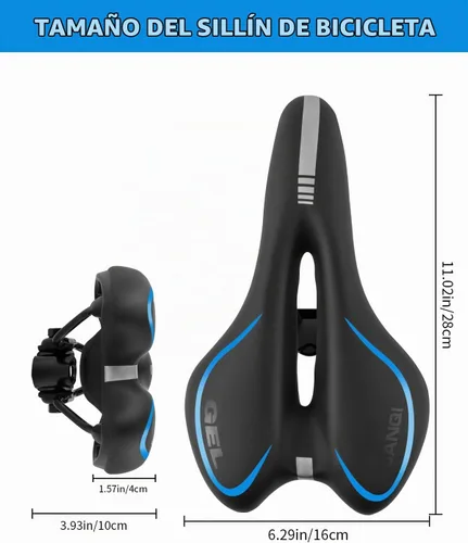 Vista 2 de Cómodo asiento de bicicleta para hombres y mujeres, asiento de bicicleta impermeable, silla de bicicleta de montaña transpirable, sillín de Azul