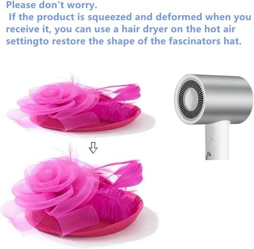 Vista 5 de SHUERIET Women's Fascinator Hat with Feathers Flowers,Headband Hair Clip for Weddings,Mesh Church Derby Tea Party