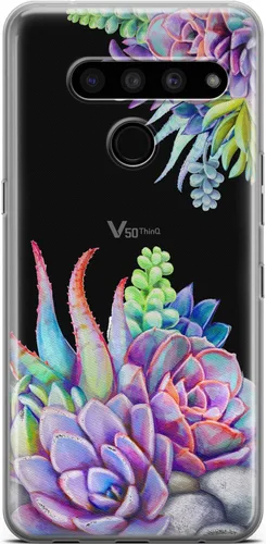Vista 9 de Mertak Funda transparente compatible con LG Stylo 6 5 4 K61 K51S K41S K30 K20 Q70 Q60 diseño azul ligero flexible diseño suculento mujeres hojas