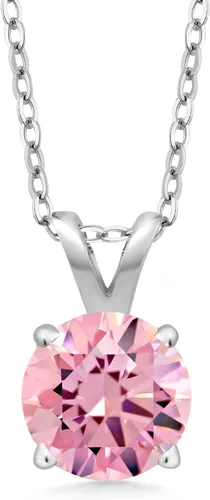 Vista 166 de Gem Stone King Collar con colgante solitario de plata de ley 925 de 0.236 in con piedra natal redonda Collar de 4 puntas para mujer Con cadena