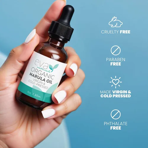 Vista 9 de Eva Naturals Aceite de marula – Aceite prensado en frío 100% puro para cara, cabello, piel y cuerpo – Suero facial ligero y de masaje – Hidratante