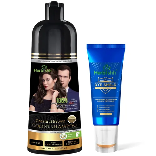 Vista 22 de Herbishh Champú Color Cabello Negro 6.8 fl oz+ Aceite Cabello 1 fl oz+ Aceite de argán y negro