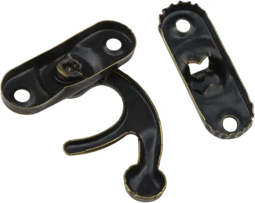 Vista 3 de 4 piezas de bronce Mini cierre de brazo oscilante de bronce Cierre de cerrojo antiguo adecuado para cajas de joyería, regalos, cajas de madera