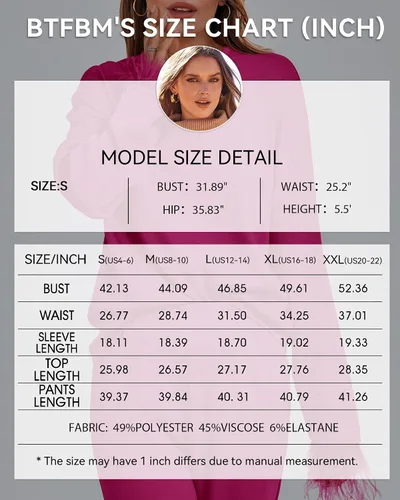 Vista 6 de BTFBM Women Two Piece Outfits 2023 Feather Trim Loose Long Sleeve Pullover Leg Pants Casual Sweatsuit Tracksuits Sets