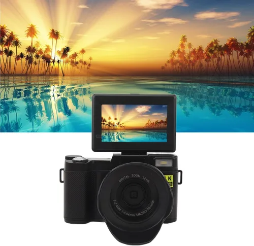 Vista 5 de Cámara digital 4K, 3 pulgadas, 48 MP, 16X, zoom de 180°, cámara de vlogging antivibración con función de belleza facial, para adolescentes, adultos