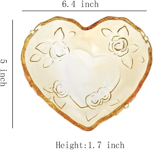Vista 2 de Gaolinci Tazón de vidrio en relieve en forma de corazón, ensaladera de frutas, cuenco de postre (juego de 2)