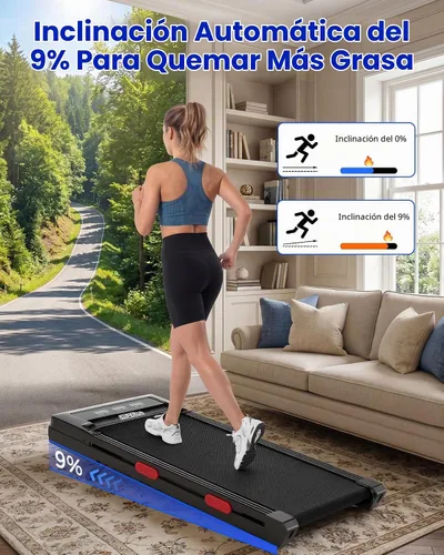 Vista 2 de Superun Walking Pad with 9% Auto Incline, Under Desk Treadmill for Home