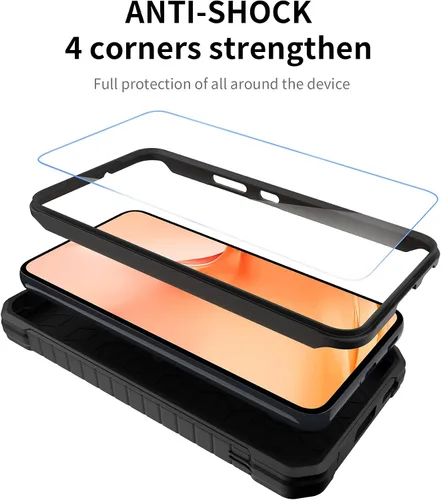Vista 3 de Funda para Samsung Galaxy S22 5G (solo no es compatible con Plus o Ultra), funda de protección de grado militar con protector de pantalla HD y Negro
