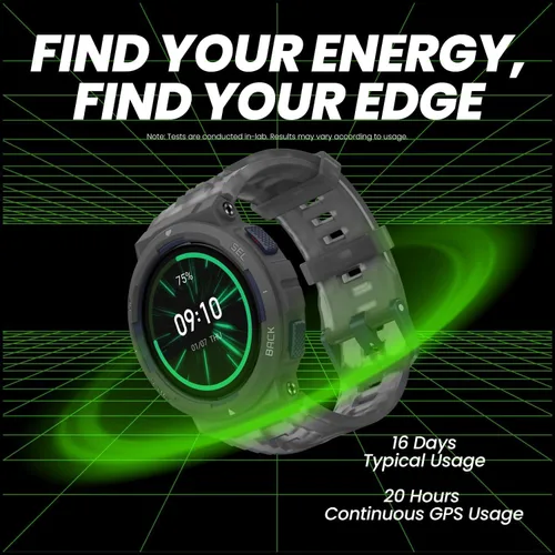 Vista 4 de Amazfit Active Edge - Reloj inteligente de 46 mm, resistente para deporte y fitness, GPS, entrenador de salud AI para exteriores, entrenamientos