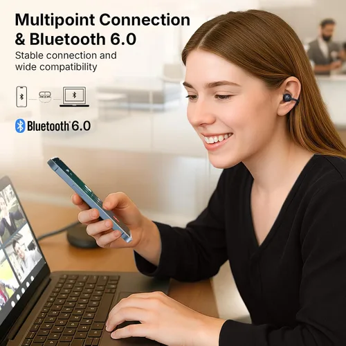Vista 6 de EarFun Auriculares abiertos con clip, auriculares inalámbricos con clip, comodidad adaptable con ajuste seguro, Bluetooth 6.0, LDAC, audio de alta