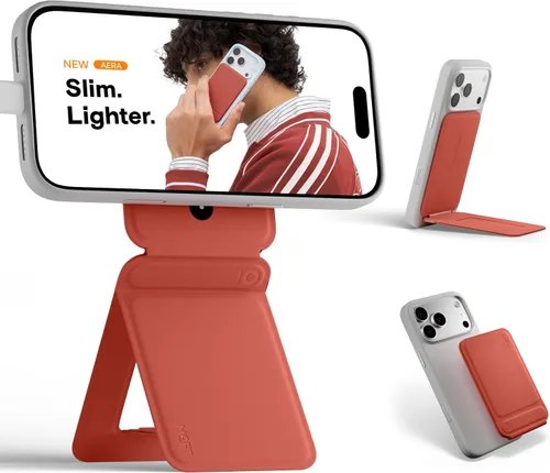 Vista 15 de MOFT Soporte de trípode para teléfono para iPhone, soporte para iPhone multiángulo, soporte para teléfono ligero y portátil, imanes fuertes, cuero