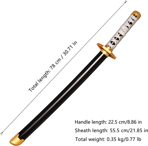 Vista 2 de Espadas de cosplay Agatsuma Zenitsu Samurai, espada Katana, espada de juguete de plástico para juego de disfraces, Halloween, cosplay, regalo, 4030