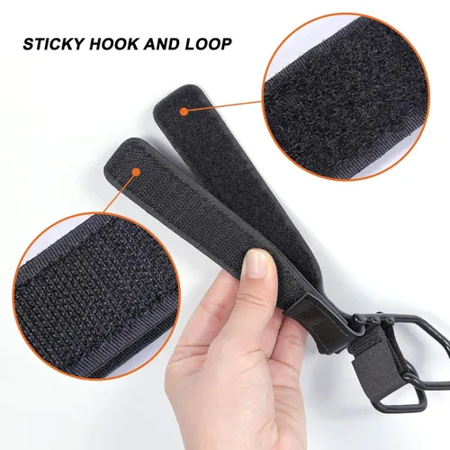 Vista 4 de Vigorport Ganchos para cochecito de bebé para colgar bolsas de pañales, clip organizador de cochecito de cuero genuino para compras de bolsos