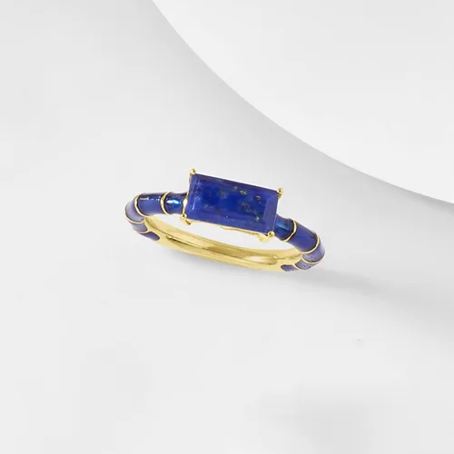 Vista 4 de Ross-Simons Anillo de piedras preciosas y esmalte en oro de 18 quilates sobre plata esterlina