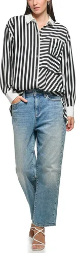Vista 4 de Karl Lagerfeld Paris Womens Soft Long Sleeve Stripe Everyday Fashion Sport Blouse