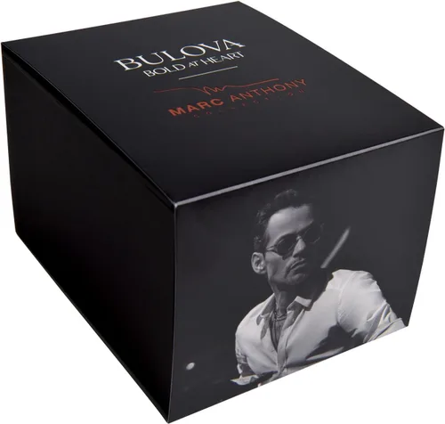 Vista 4 de Bulova Marc Anthony Reloj automático de acero inoxidable con estrella marina para hombre, apertura abierta, parte trasera de caja de exposición