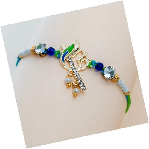 Vista 23 de Rakhi adulto Rakhi para hermano: Rakhi para Bhaiya: combo de mauli Rakhi hecho a mano con tarjeta de felicitación y Roli Chawal: Rakshabandhan