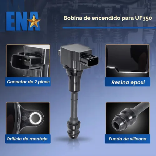 Vista 2 de ENA Juego de 4 bobinas de encendido 2.5 L4 compatibles con Nissan 2002 2003 2004 2005 2006 Altima, 02-08 Sentra XTrail, 2010 2011 2012 2013 Bobinas