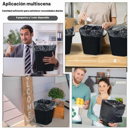 Vista 5 de Eccliy - 6 botes de basura de plástico con 3 rollos de bolsas de basura
