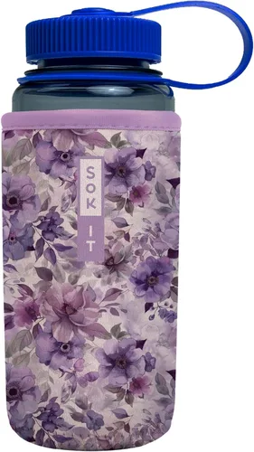 Vista 239 de Sok It BotlSok Funda para botella de agua con cubierta de neopreno aislante (Floral abstracto, se ajusta a CamelBak o Nalgene de 12 onzas)