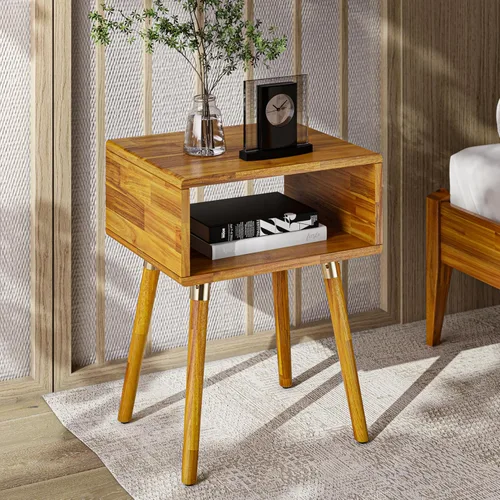 Vista 18 de Bme Dinkee - Marco de cama de plataforma Queen de madera de 15 pulgadas, marco de cama de madera maciza, estilo moderno y minimalista, soporte de 12