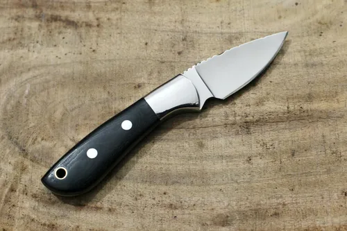 Vista 6 de GCS - Cuchillo táctico de acero hecho a mano D2, cuchillo de caza, cuchillo de campamento con funda de cuero, hoja de espiga completa diseñada
