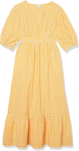 Vista 6 de The Drop Vestido largo Calie con cuello en V y manga abullonada para mujer