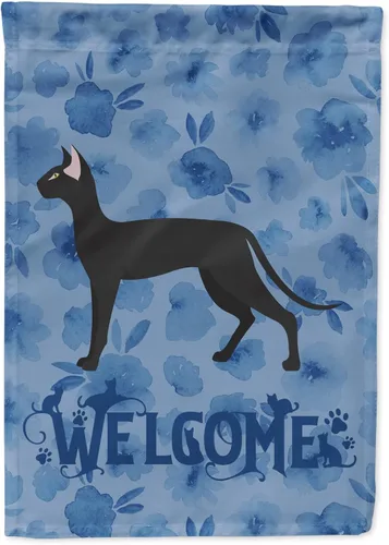 Vista 36 de Caroline's Treasures CK4813CHF - Bandera de bienvenida con gato abisinio azul, manga grande, para porche, para colgar en la pared, poliéster