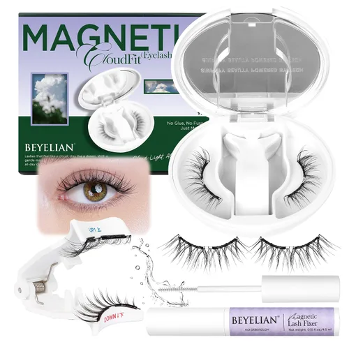 Vista 14 de BEYELIAN Pestañas magnéticas con aplicador, pestañas magnéticas suaves mejoradas, pestañas magnéticas portátiles, aspecto natural, reutilizables,