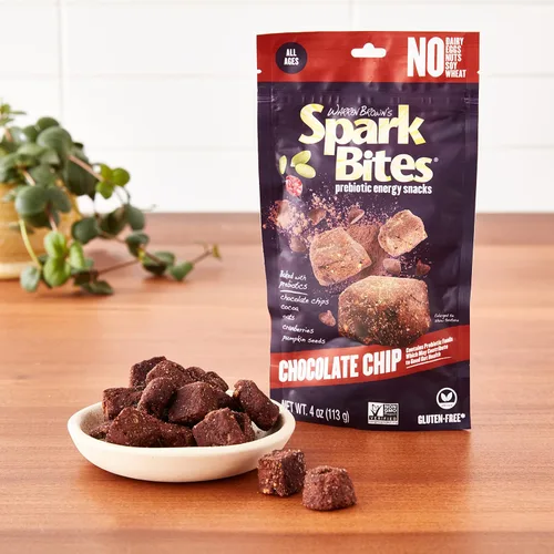 Vista 5 de SPARK BITES - Bocadillo energético saludable vegano sin alérgenos con chispas de chocolate (paquete de 6), una liberación constante de energía