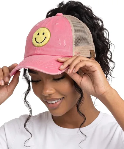 Vista 15 de Funky Junque Gorra de béisbol con cola de caballo cruzada, gorra de malla